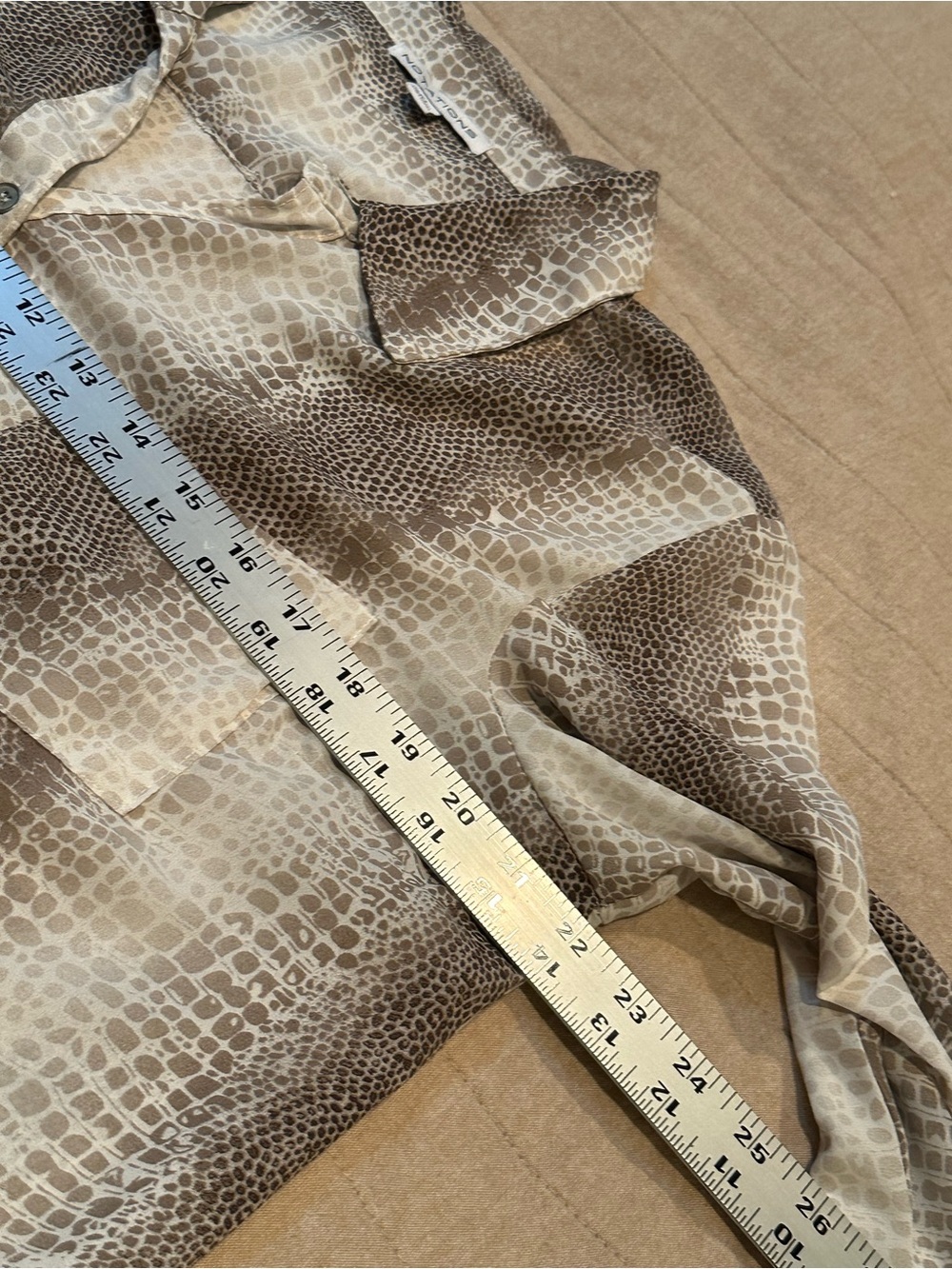 Notations Neutral Snake-Print Button-Front Blouse - Picture 8 of 10